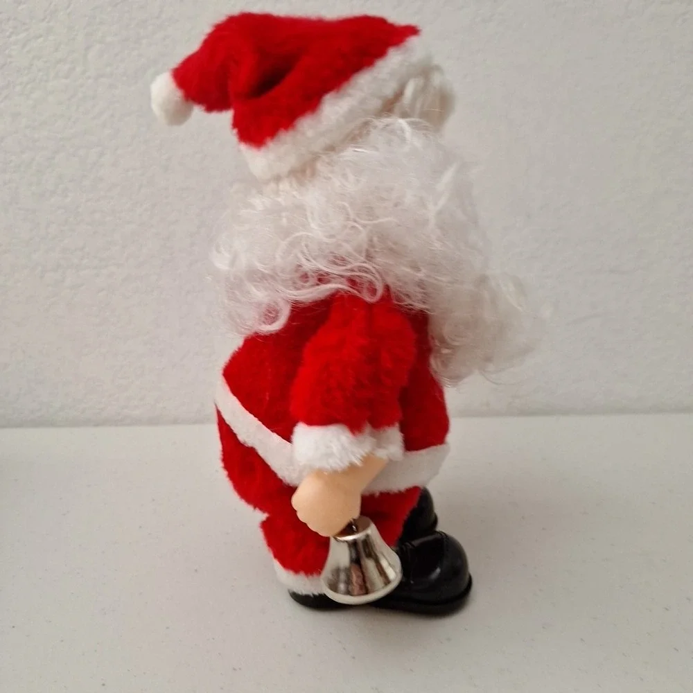 Vintage 10 Inch Christmas Walking Santa Claus Musical Toy Animated Works